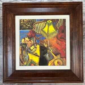 Framed Still Life Wall Art Print Bold Colorful Retro-Inspired Painting